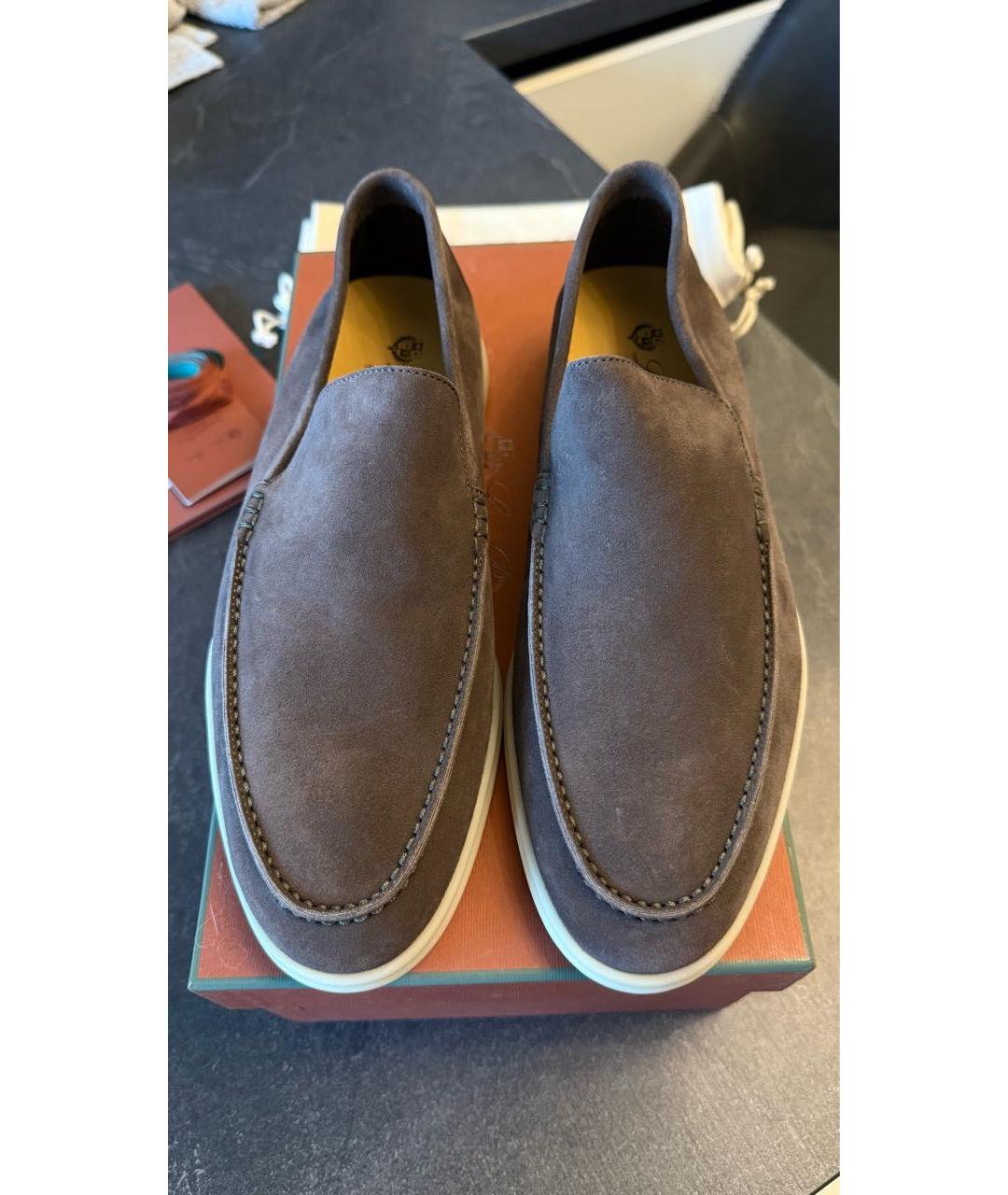 LORO PIANA Коричневые замшевые лоферы, фото 2