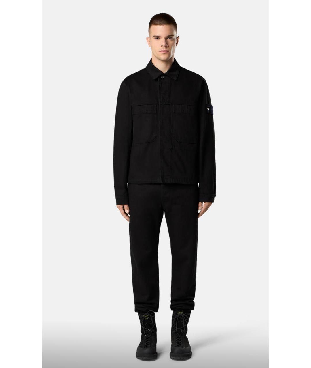 STONE ISLAND Черные хлопковые прямые джинсы, фото 3