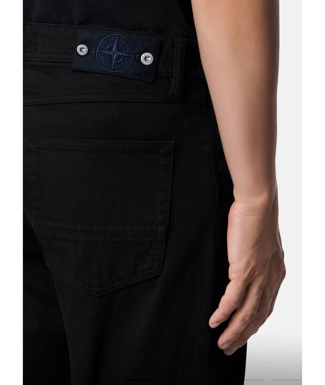 STONE ISLAND Черные хлопковые прямые джинсы, фото 5