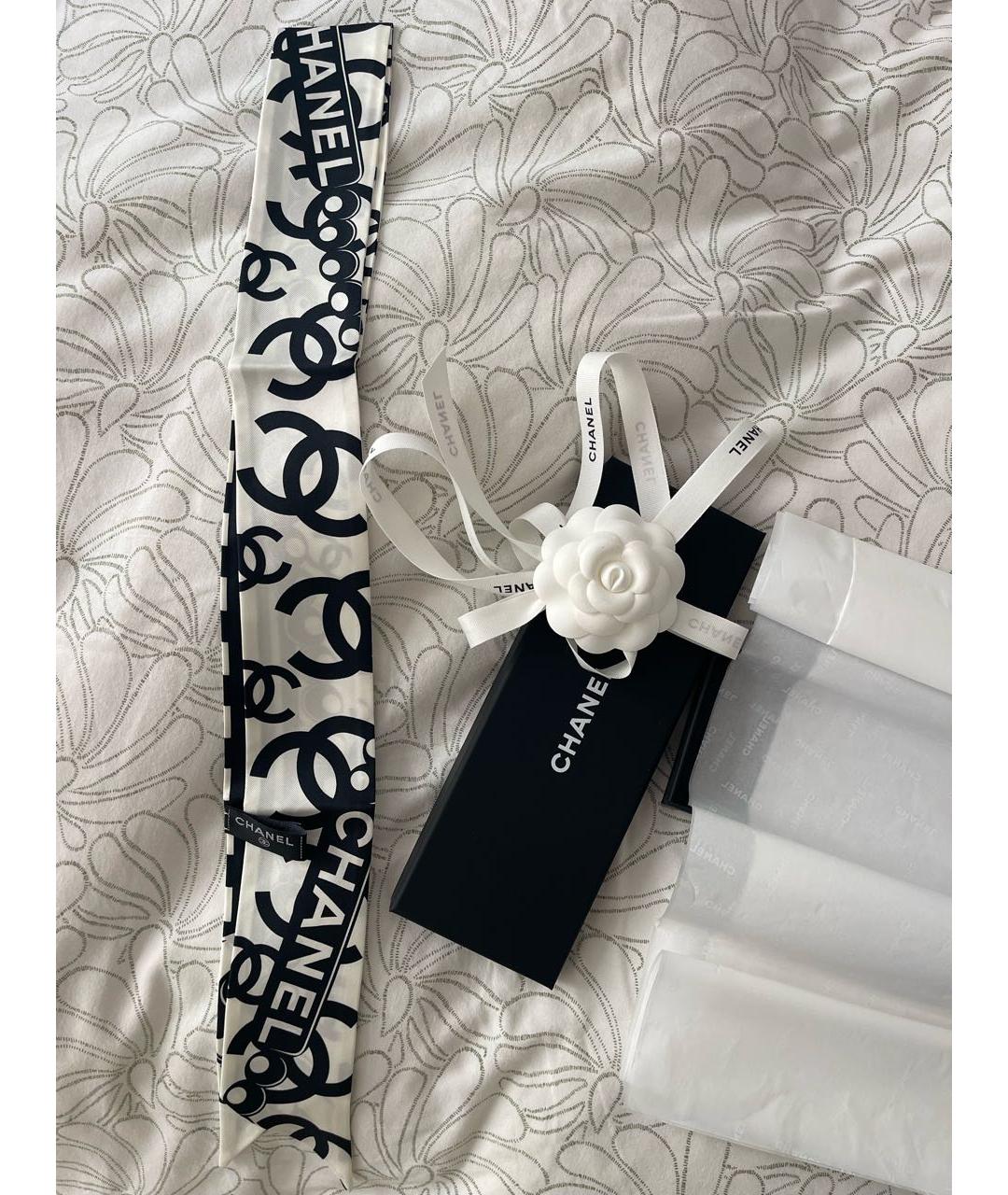 CHANEL Белый шелковый платок, фото 5