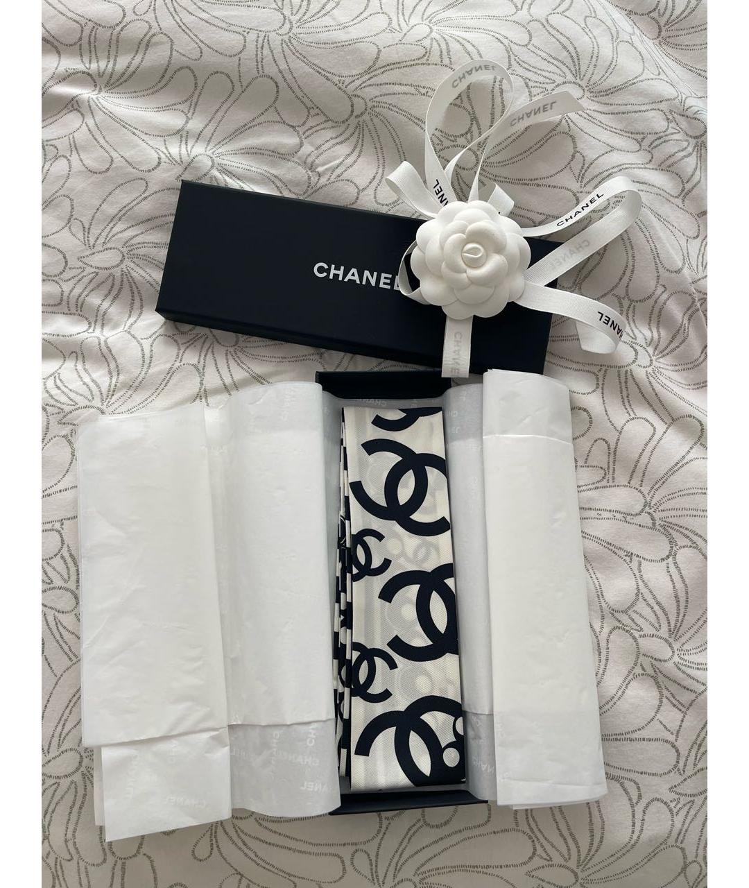 CHANEL Белый шелковый платок, фото 2