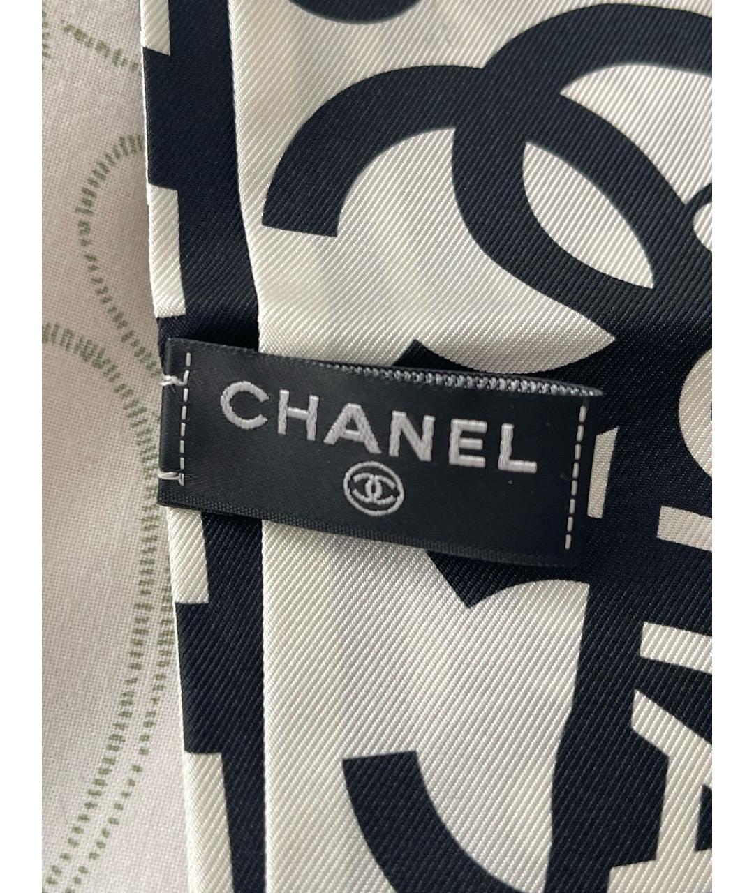 CHANEL Белый шелковый платок, фото 4