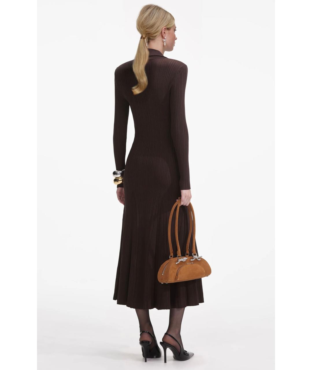 SELF-PORTRAIT Коричневое коктейльное платье, фото 4