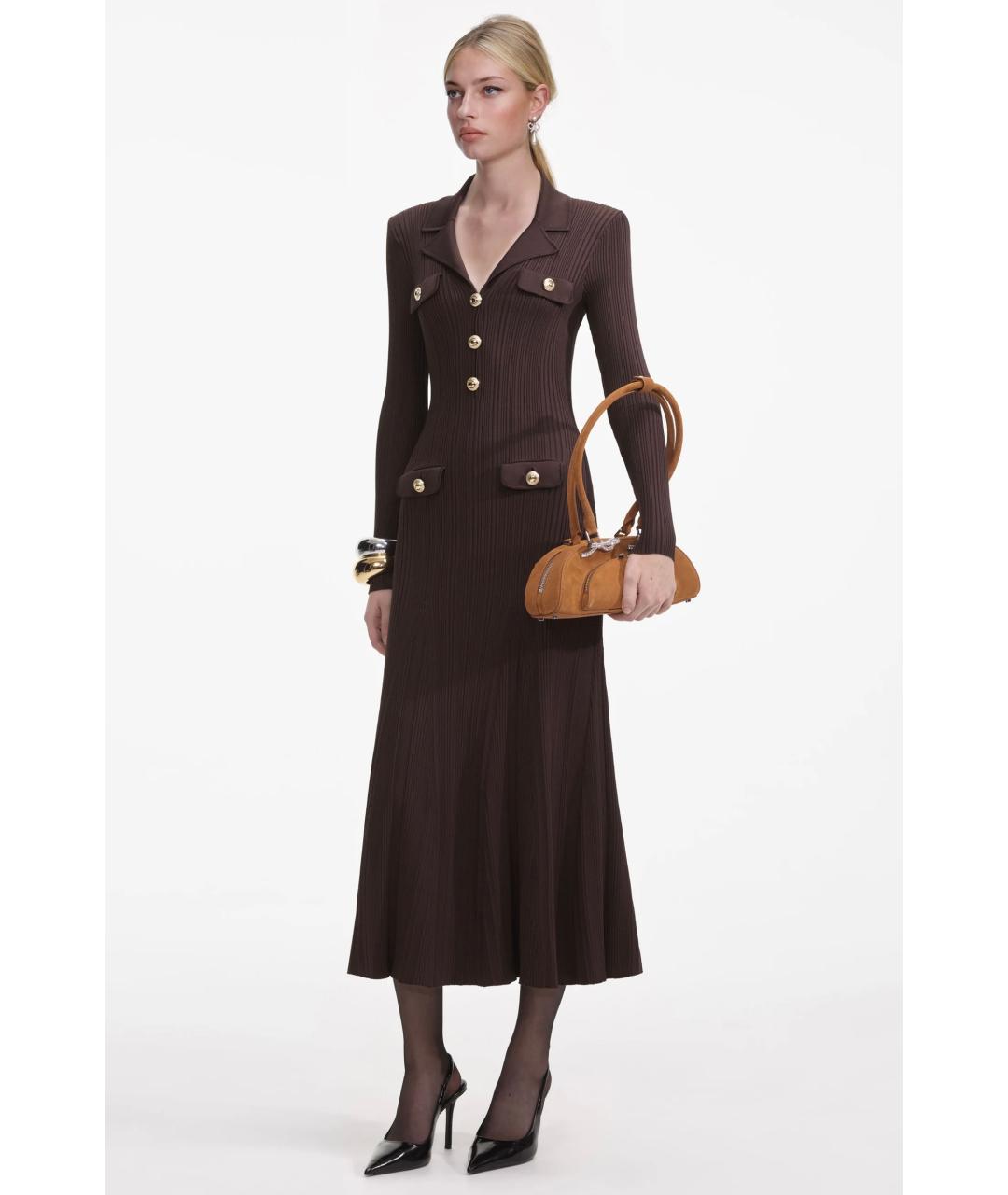 SELF-PORTRAIT Коричневое коктейльное платье, фото 3