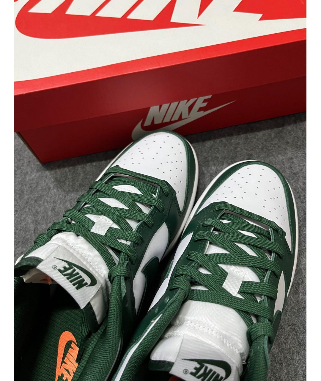 NIKE Зеленые кожаные низкие кроссовки / кеды, фото 6