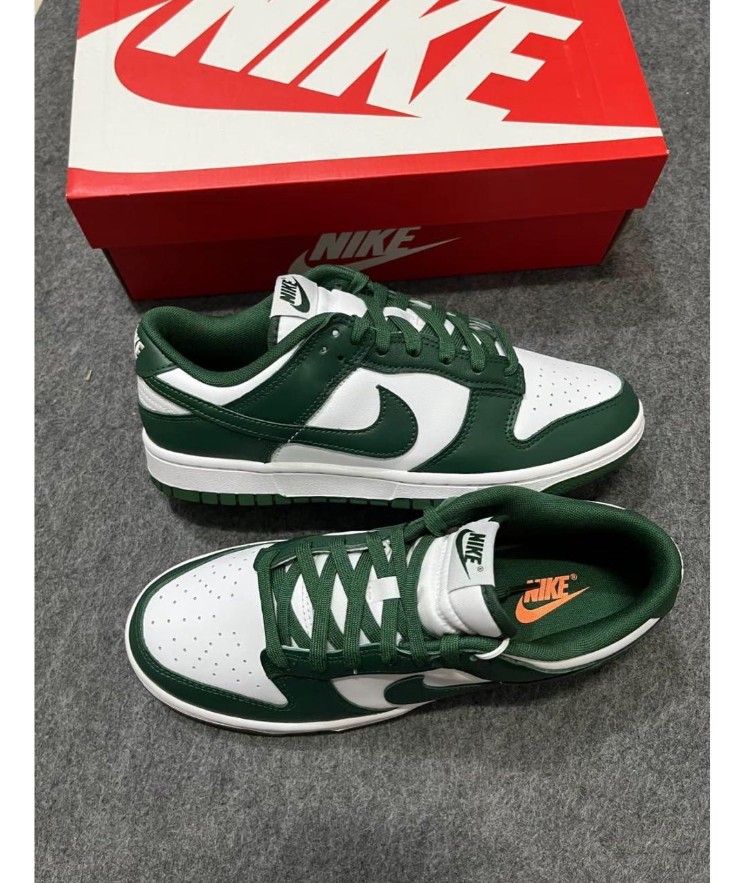 NIKE Зеленые кожаные низкие кроссовки / кеды, фото 5