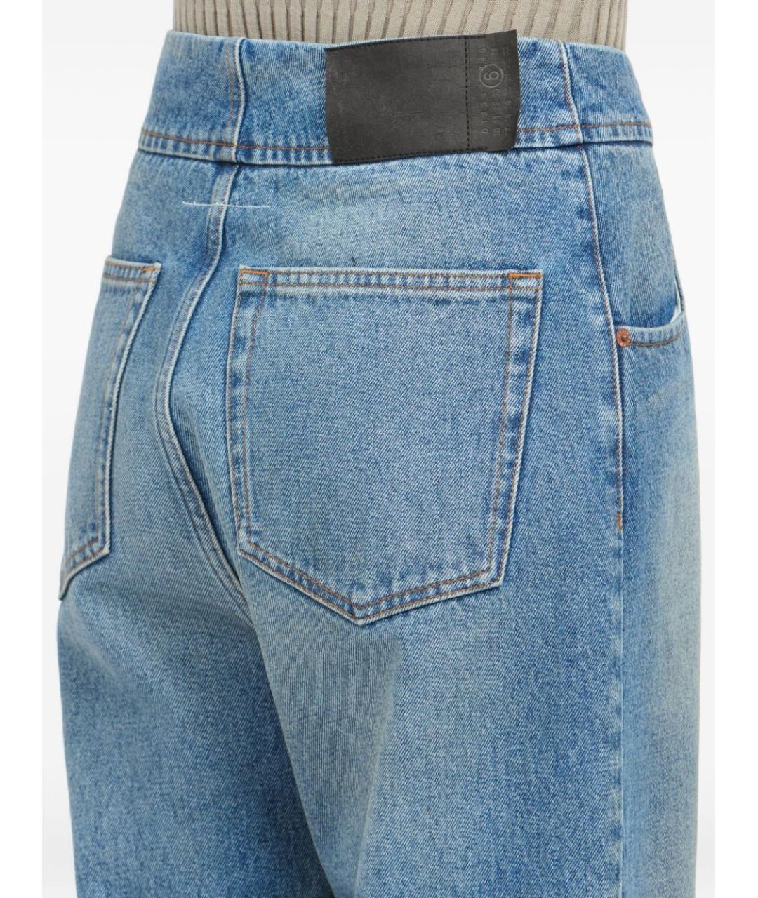 MM6 MAISON MARGIELA Синие хлопковые прямые джинсы, фото 4