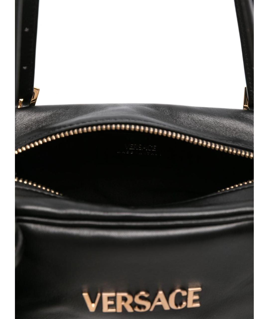 VERSACE Черная кожаная сумка тоут, фото 2