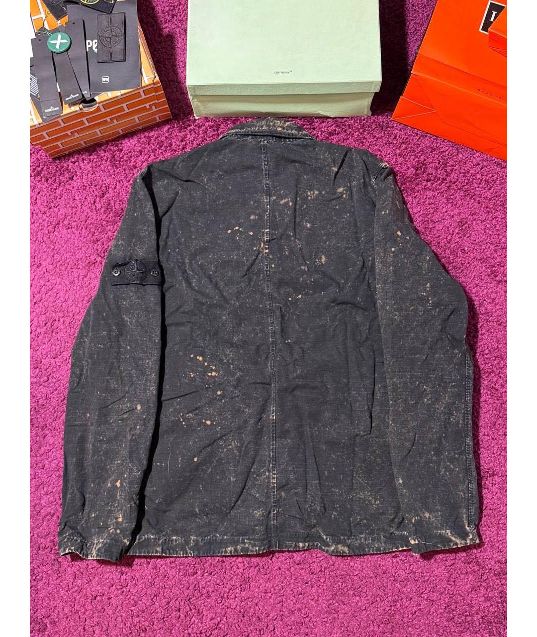 STONE ISLAND Черная хлопковая куртка, фото 2