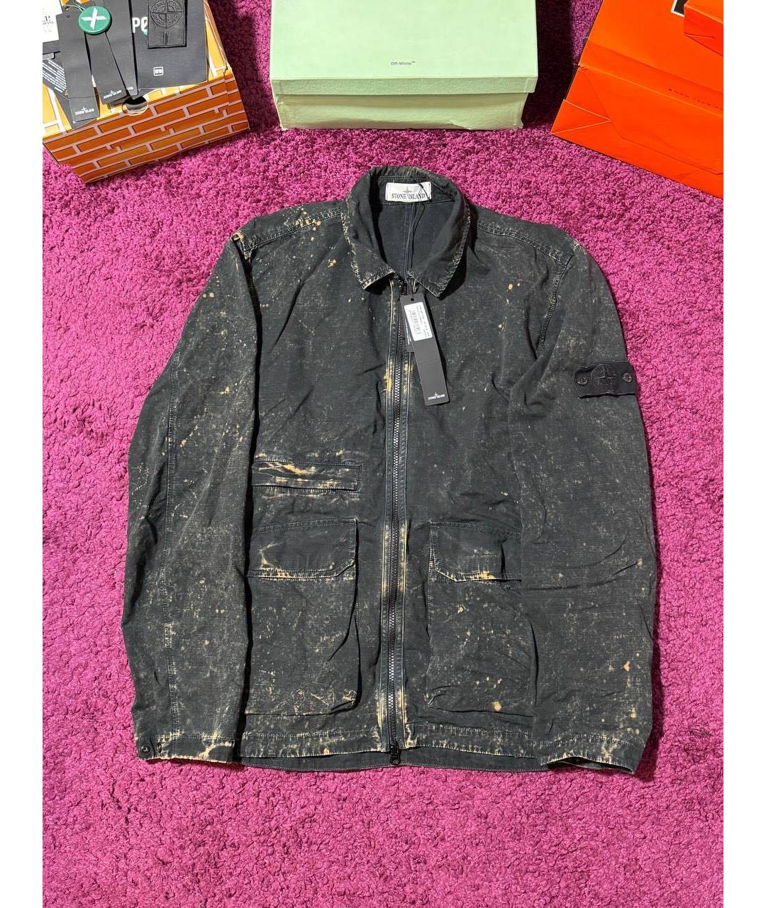 STONE ISLAND Черная хлопковая куртка, фото 3