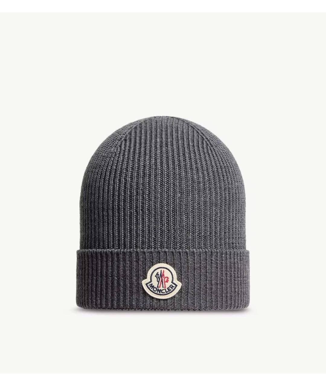 MONCLER Серая шерстяная шапка, фото 6