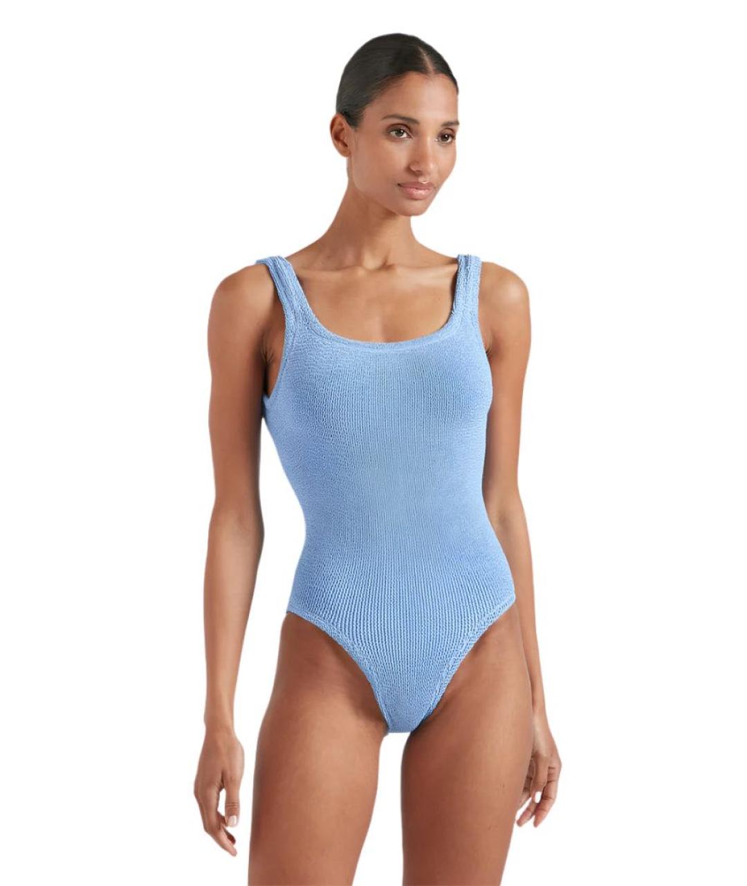 HUNZA G Голубой полиамидовый купальник, фото 4