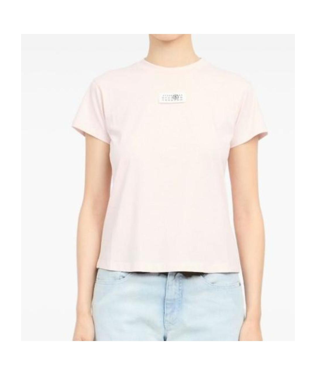 MM6 MAISON MARGIELA Розовая хлопковая футболка, фото 5