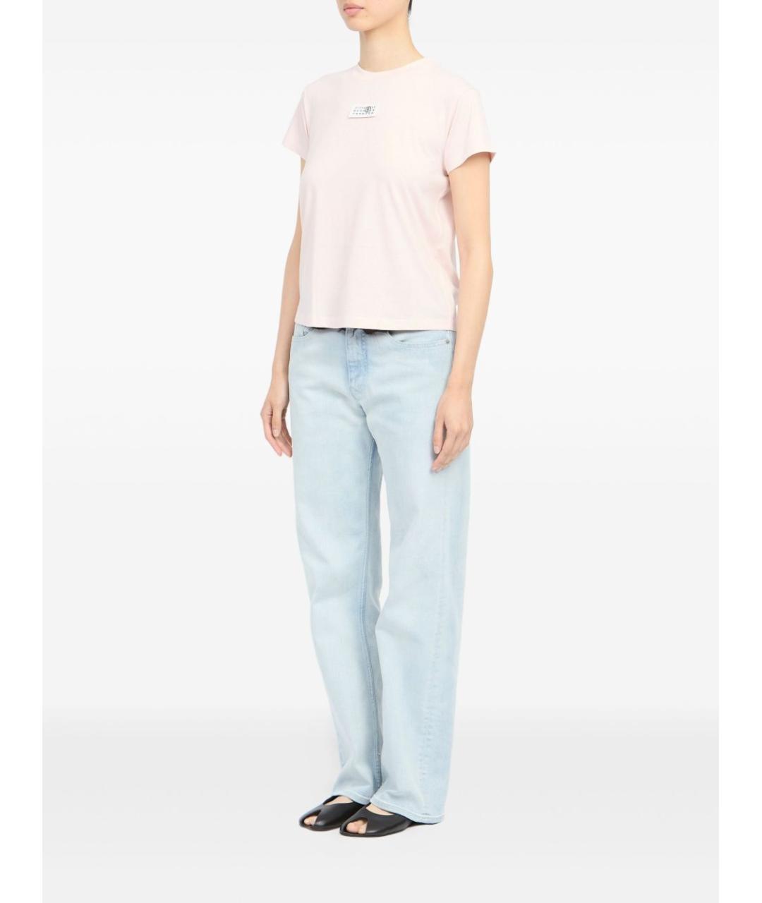 MM6 MAISON MARGIELA Розовая хлопковая футболка, фото 2