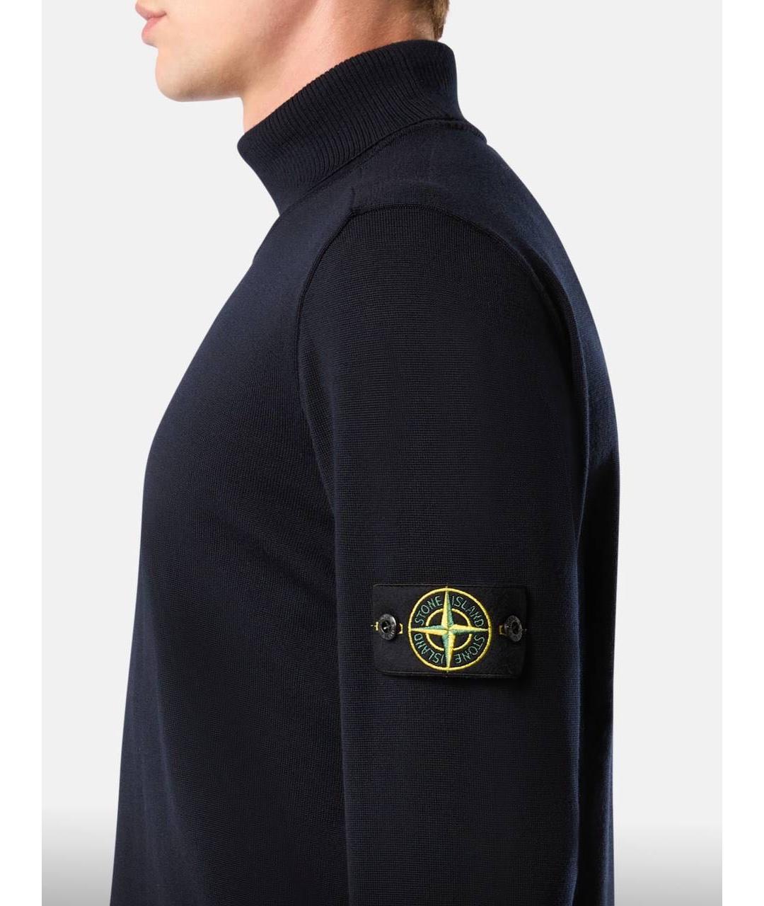 STONE ISLAND Темно-синий шерстяной джемпер / свитер, фото 4