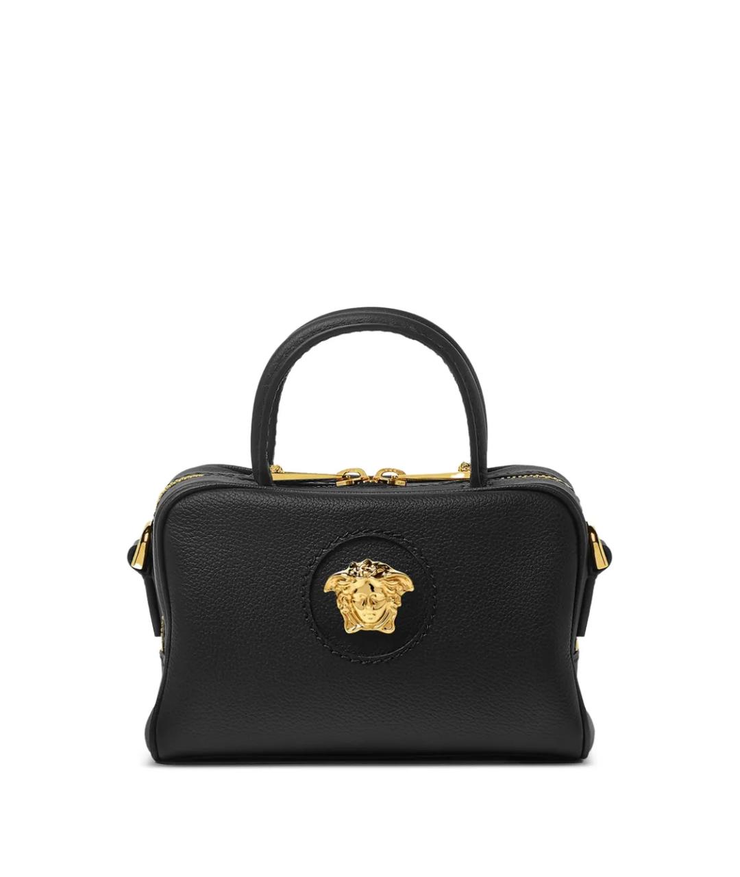 VERSACE Черная кожаная сумка тоут, фото 1