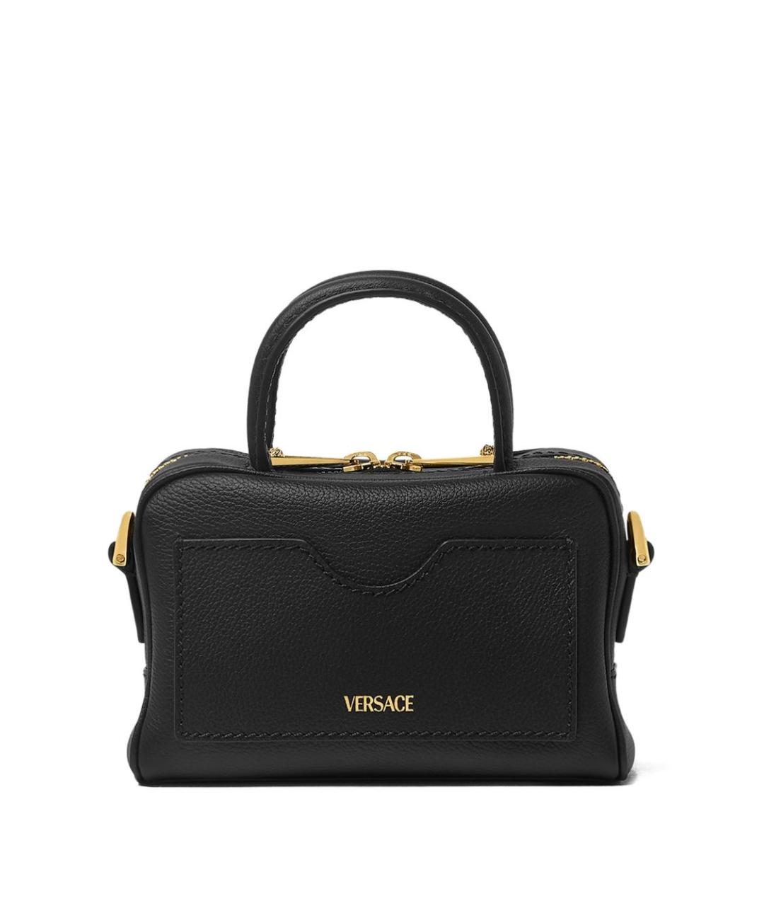 VERSACE Черная кожаная сумка тоут, фото 2