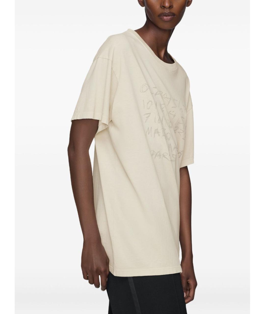 MAISON MARGIELA Бежевая хлопковая футболка, фото 4