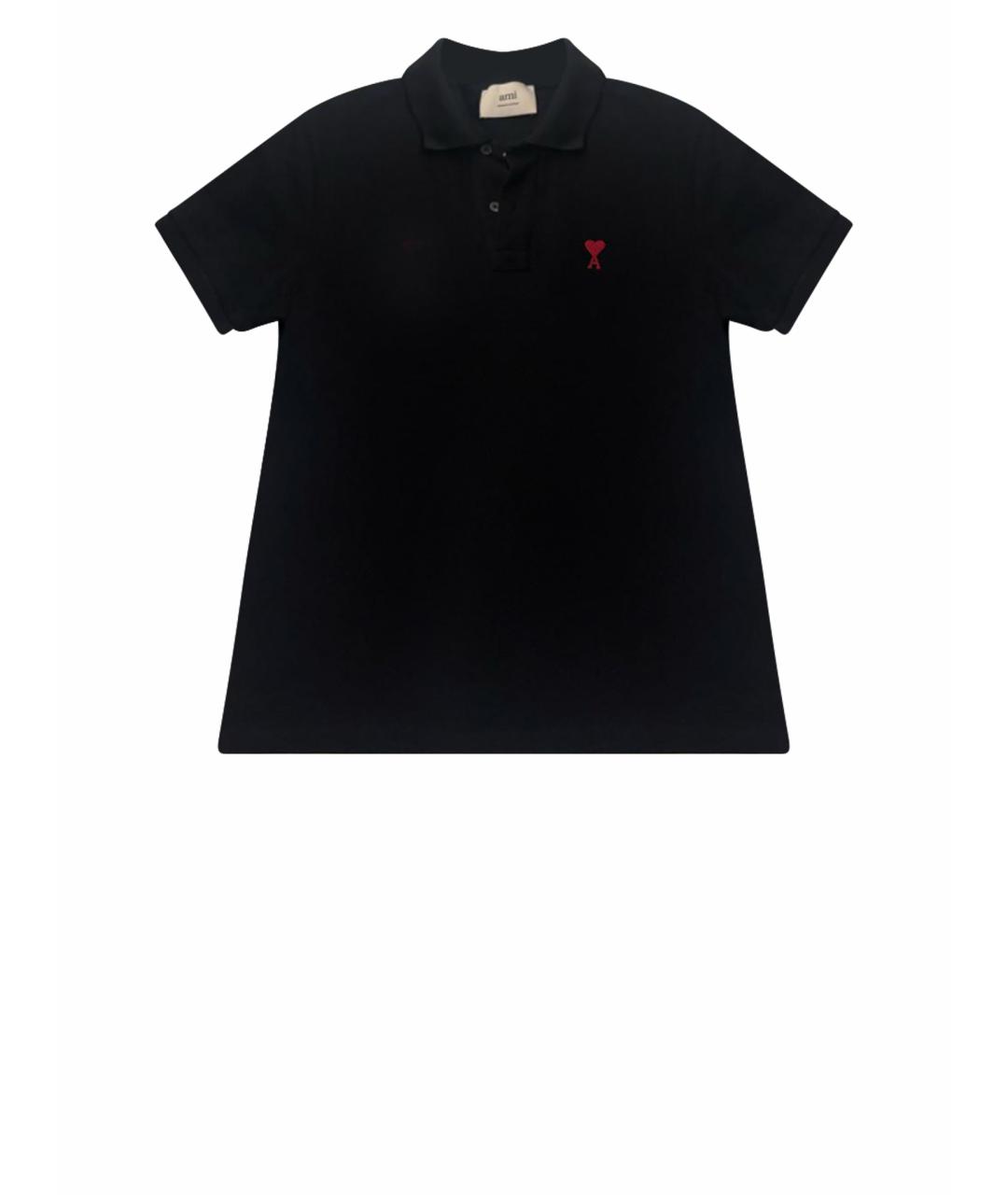 AMI ALEXANDRE MATTIUSSI Черное хлопковое поло с коротким рукавом, фото 1