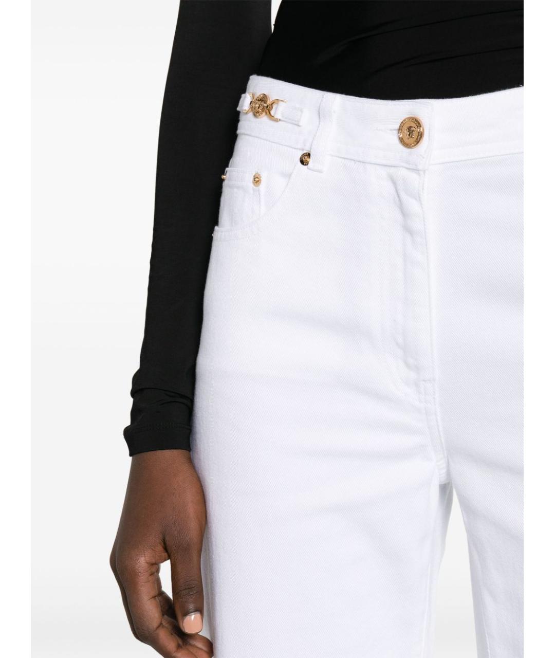 VERSACE Белые хлопковые прямые джинсы, фото 4
