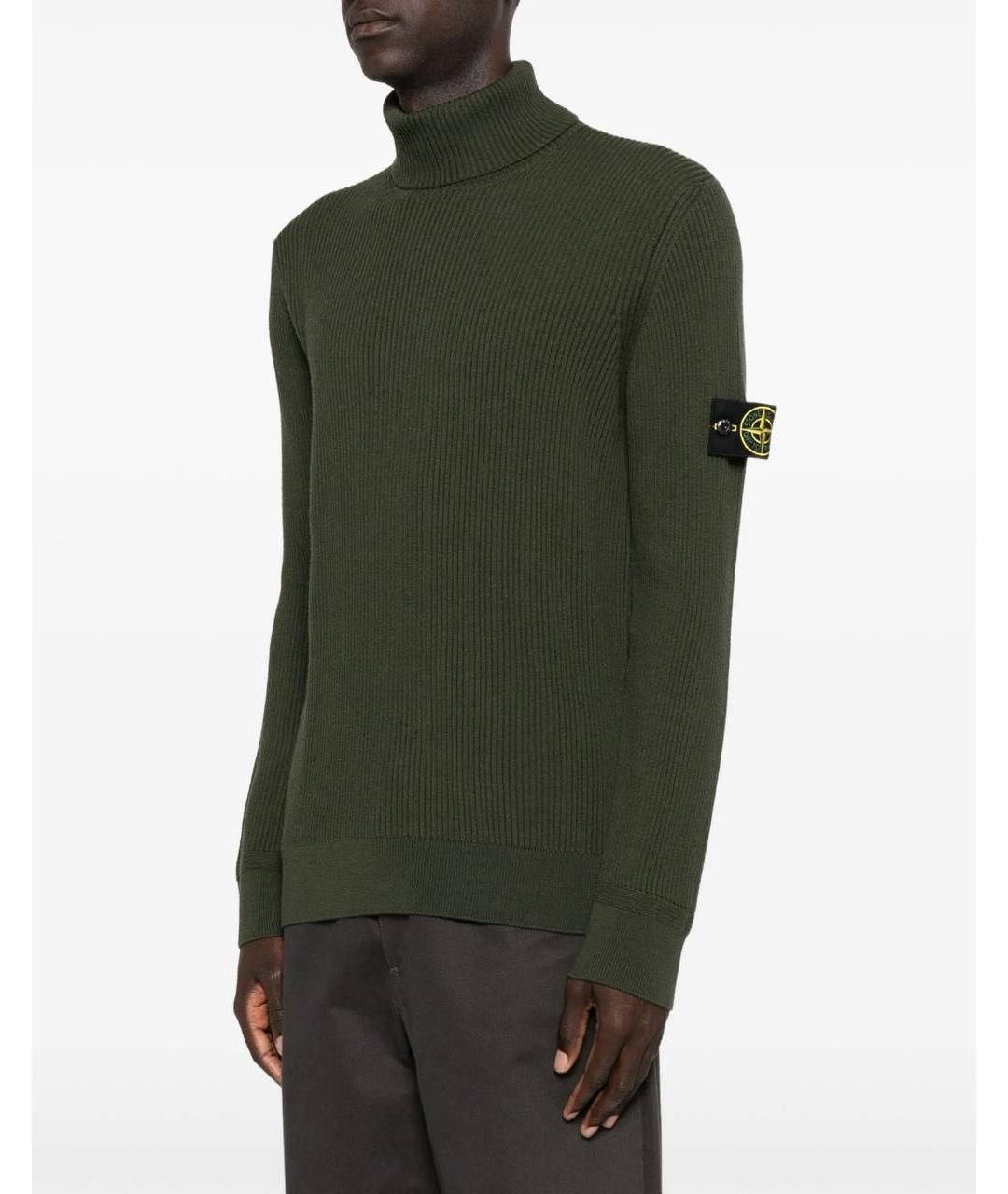 STONE ISLAND Зеленый шерстяной джемпер / свитер, фото 3
