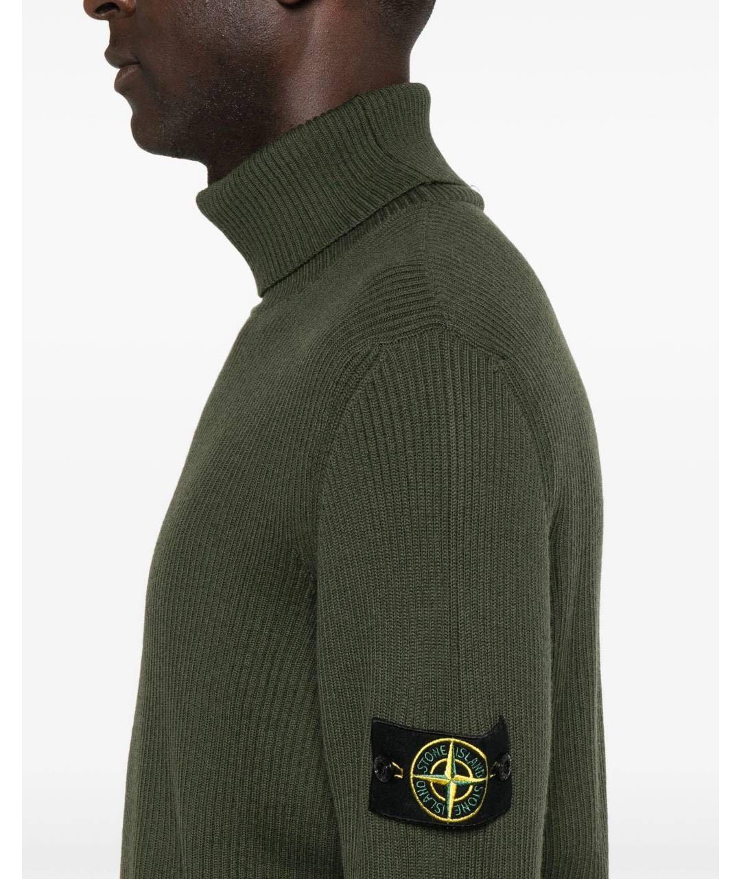 STONE ISLAND Зеленый шерстяной джемпер / свитер, фото 4