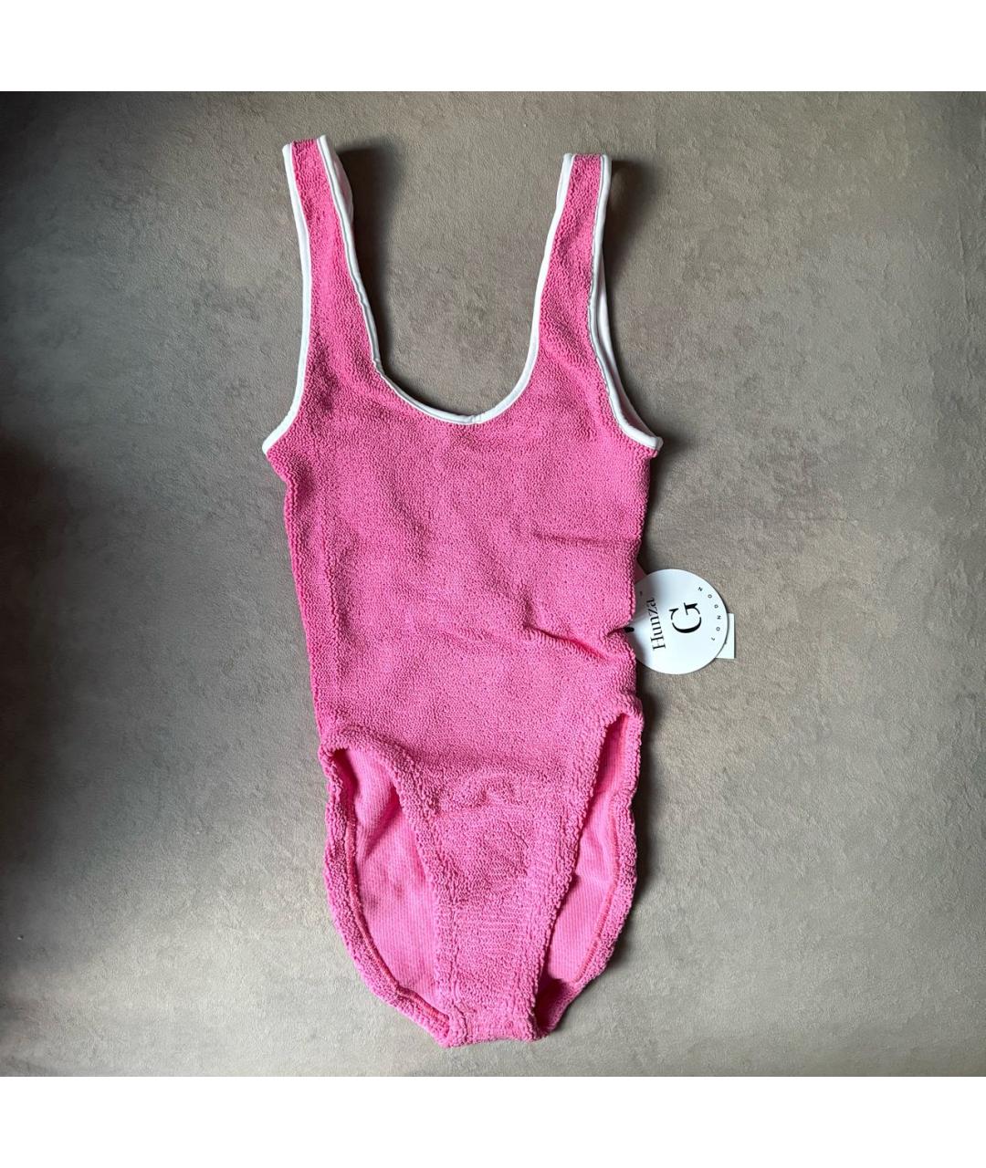 HUNZA G Розовый полиамидовый купальник, фото 2