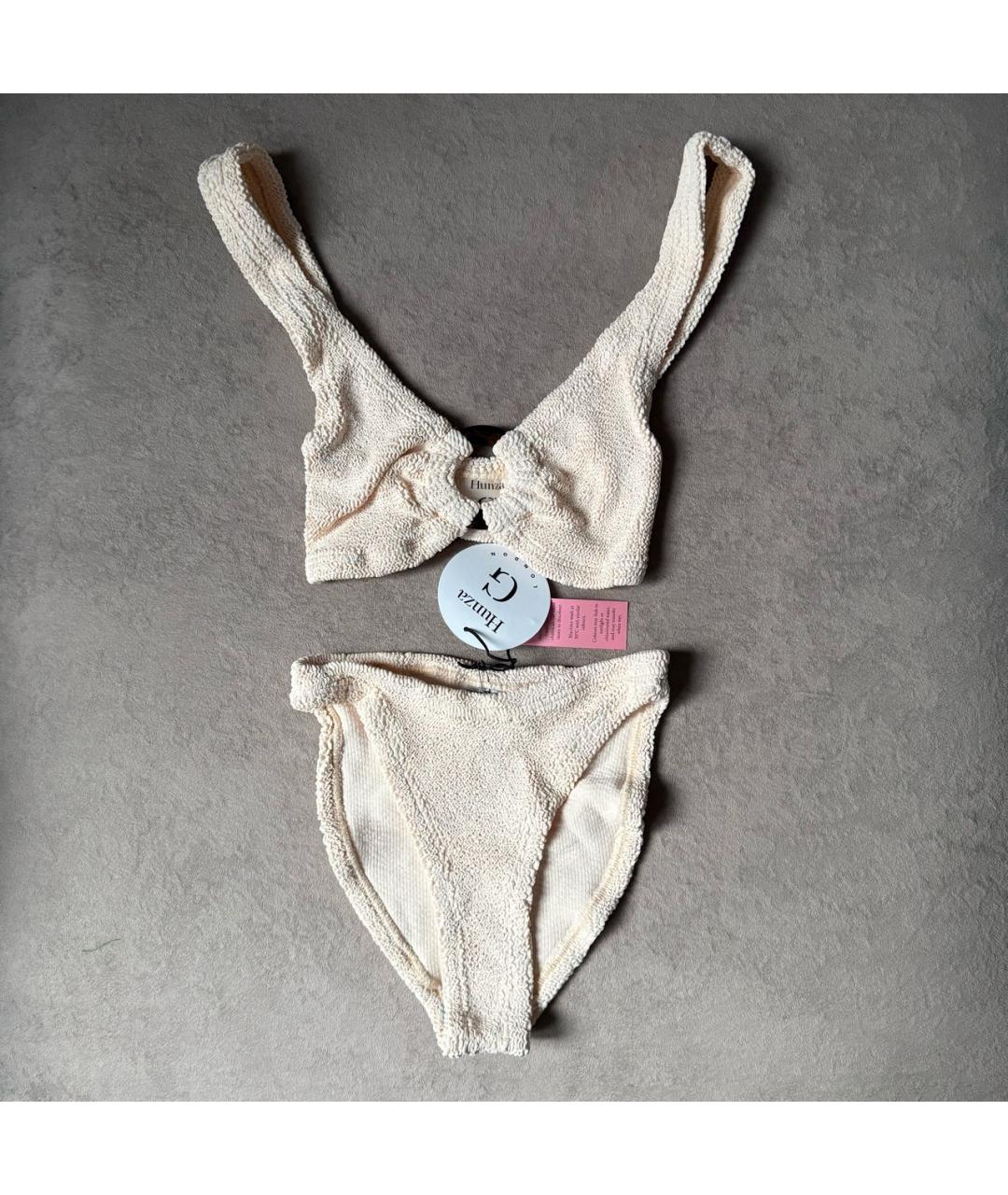 HUNZA G Бежевый полиамидовый купальник, фото 2