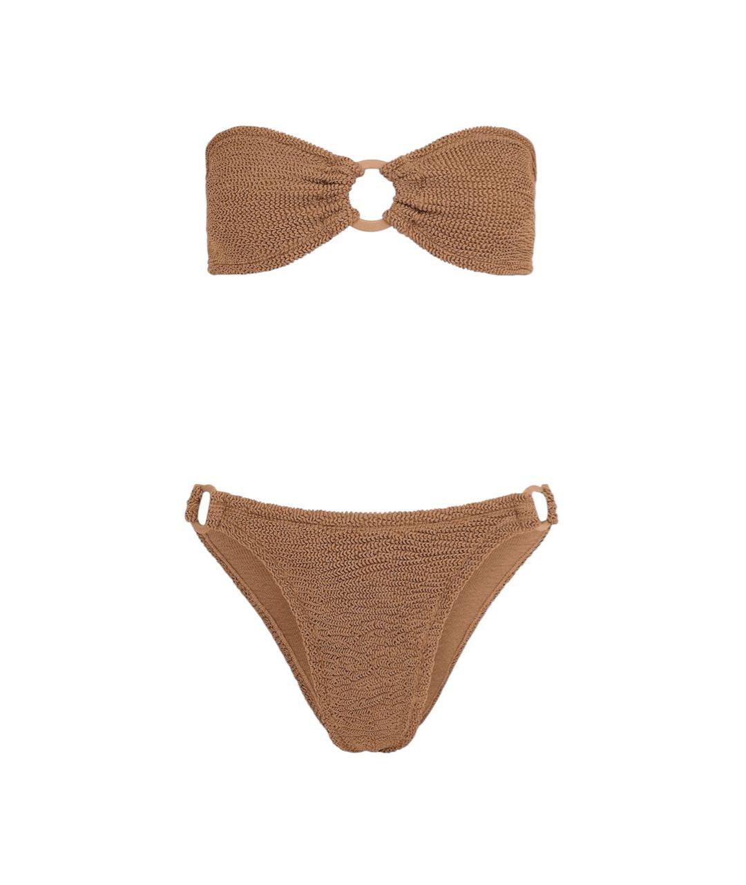 HUNZA G Коричневый полиамидовый купальник, фото 1