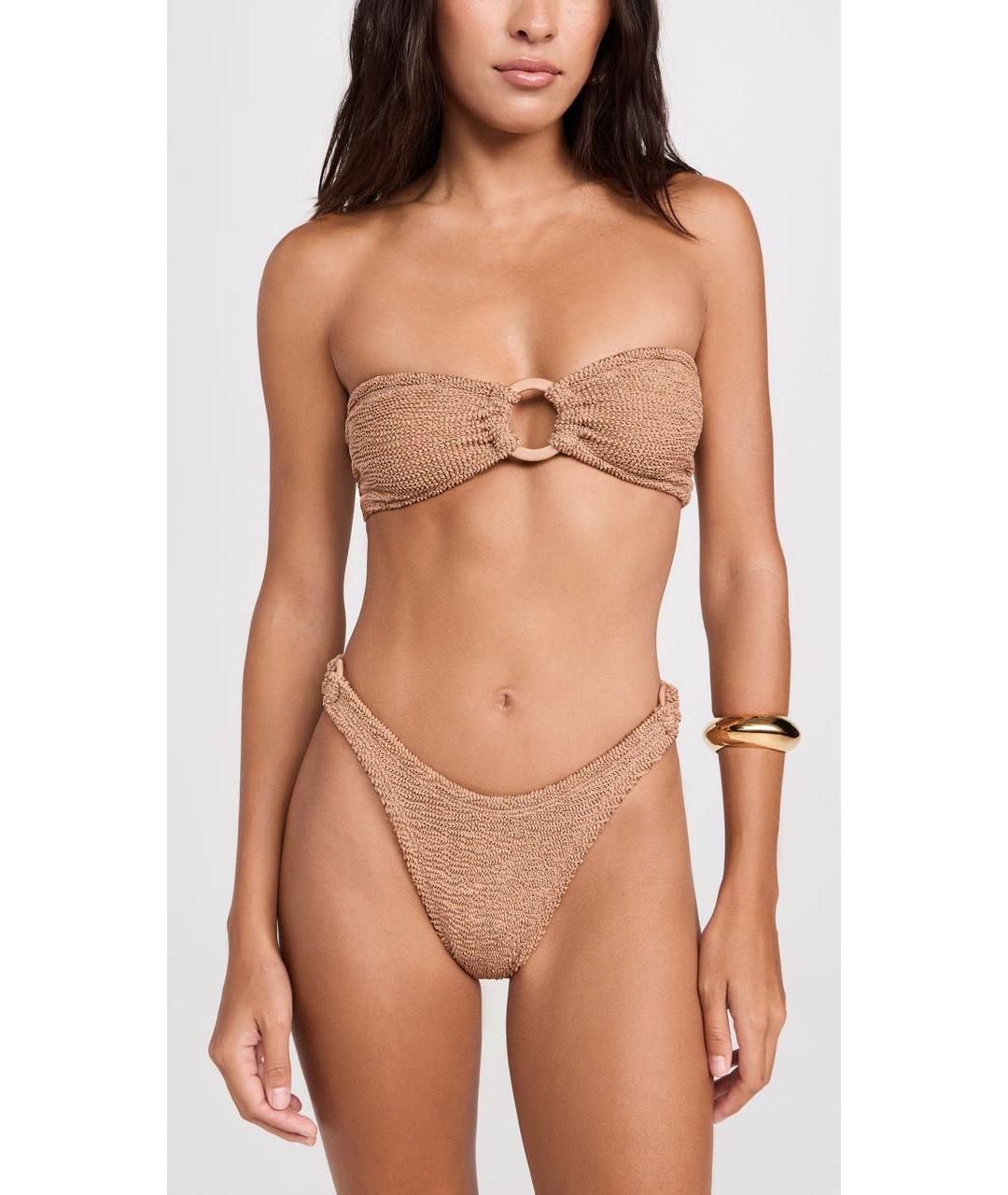 HUNZA G Коричневый полиамидовый купальник, фото 4