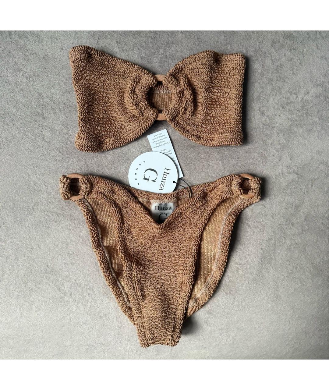 HUNZA G Коричневый полиамидовый купальник, фото 2