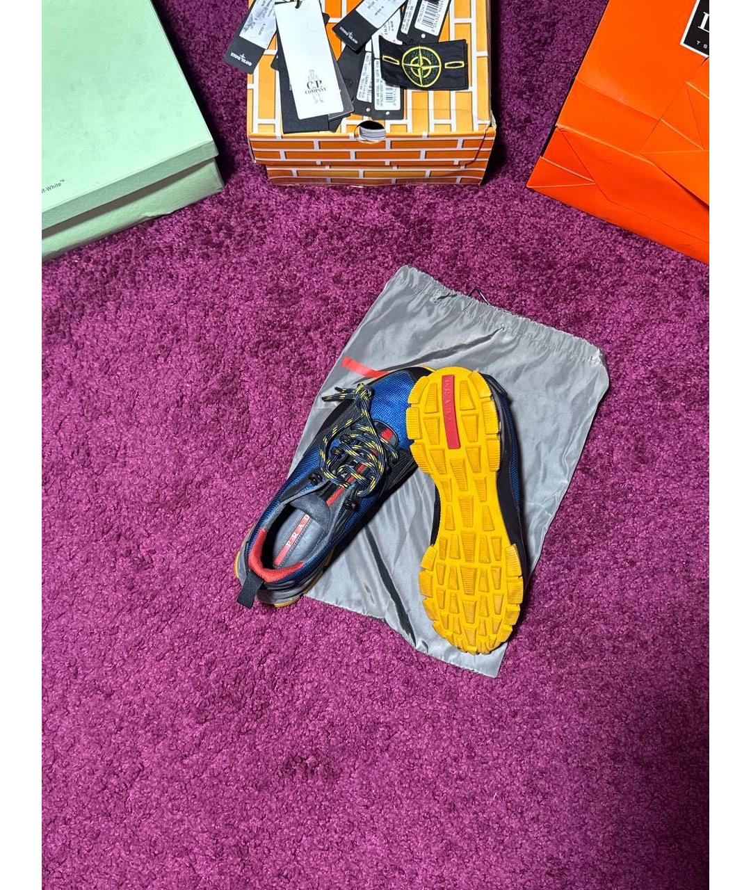 PRADA Мульти текстильные низкие кроссовки / кеды, фото 4