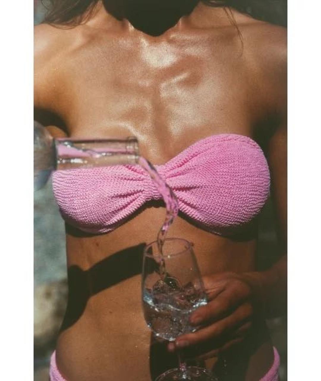 HUNZA G Розовый полиамидовый купальник, фото 4