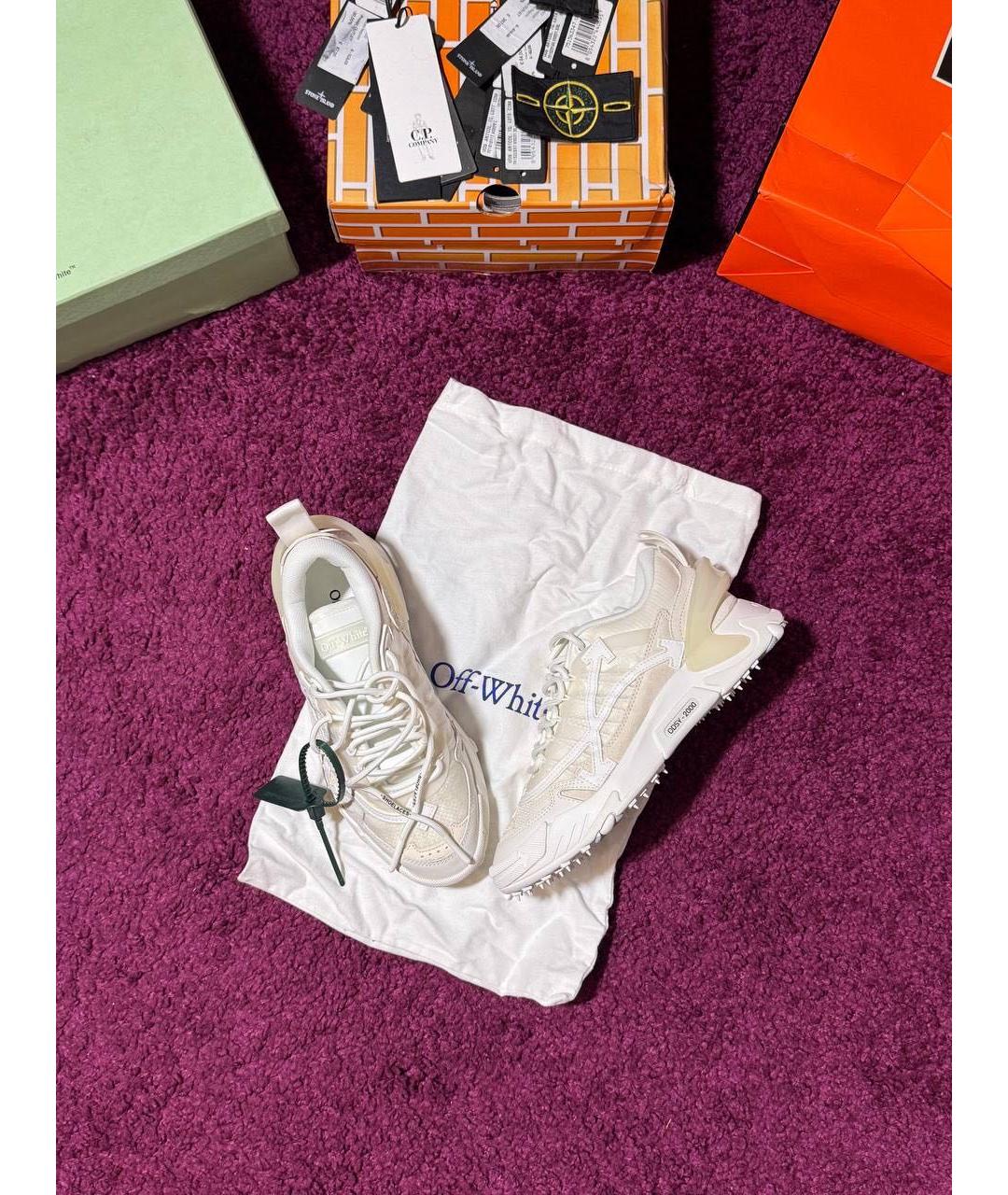 OFF-WHITE Белые текстильные низкие кроссовки / кеды, фото 5