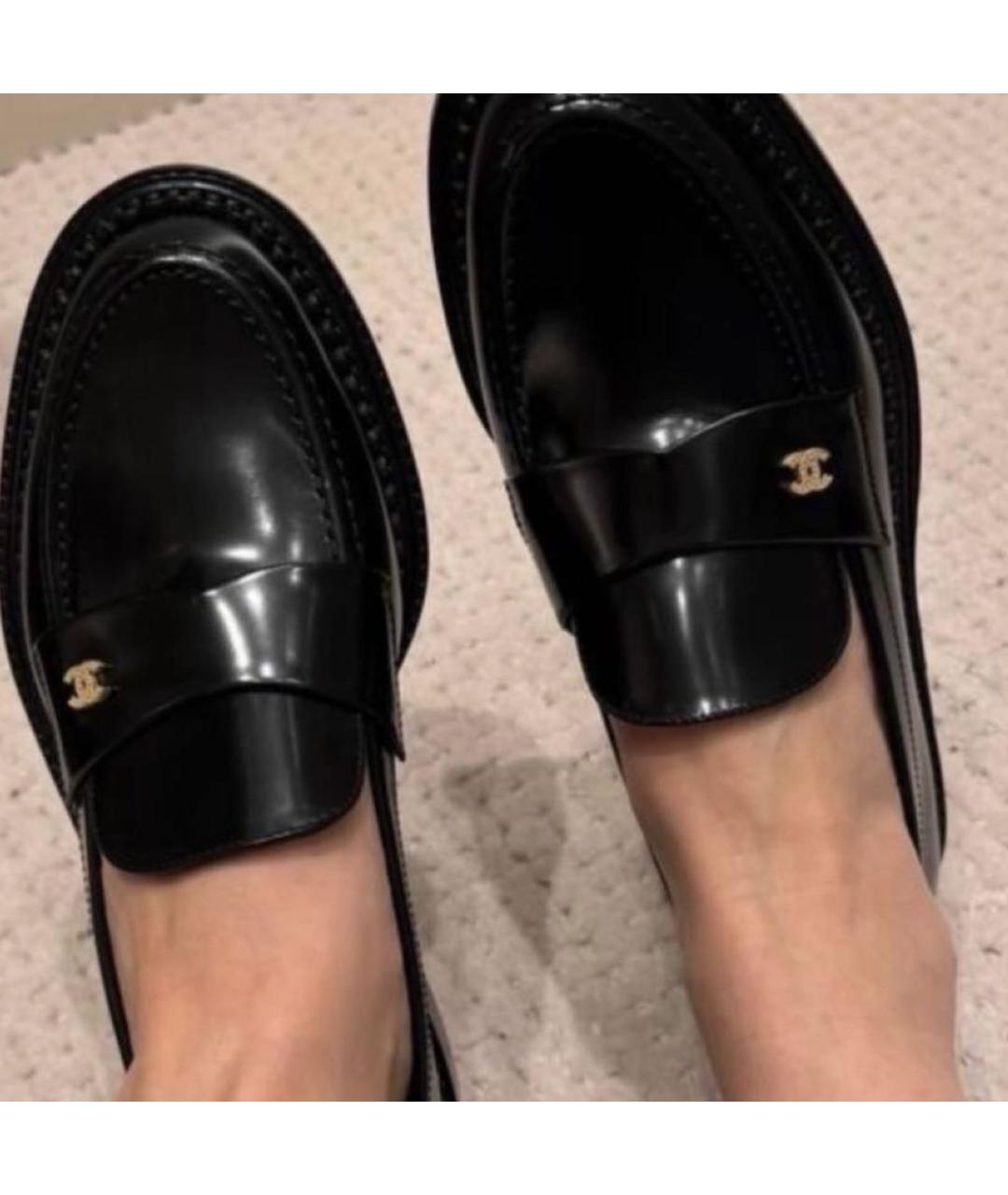 CHANEL Черные кожаные лоферы, фото 3