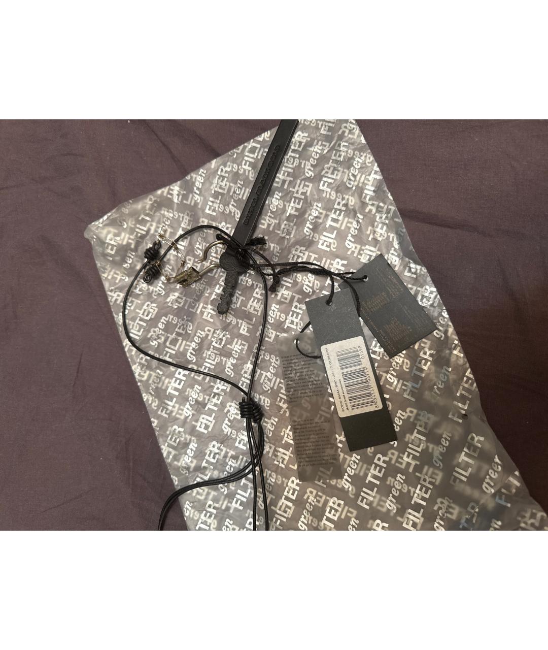 DIESEL BLACK GOLD Черная кожаная цепочка/подвеска, фото 2