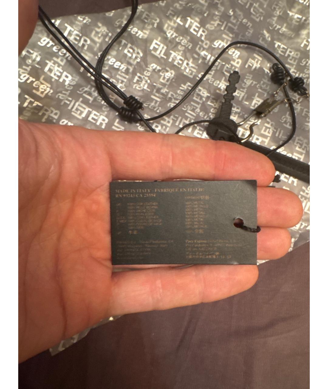 DIESEL BLACK GOLD Черная кожаная цепочка/подвеска, фото 5