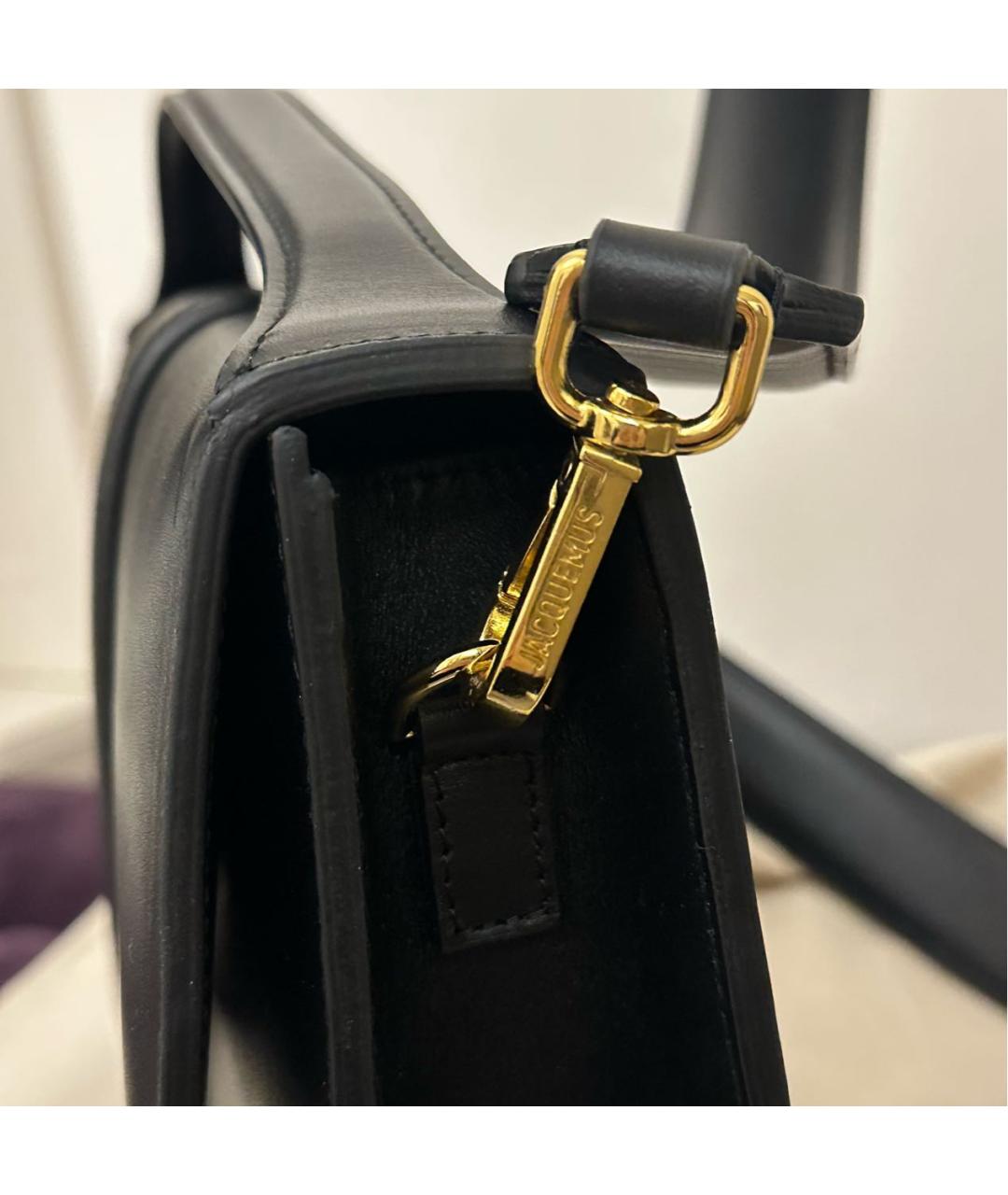 JACQUEMUS Черная кожаная сумка с короткими ручками, фото 4