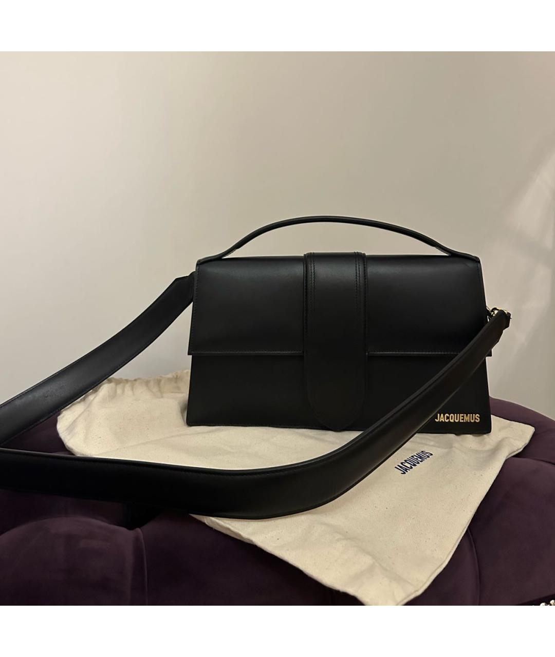 JACQUEMUS Черная кожаная сумка с короткими ручками, фото 3