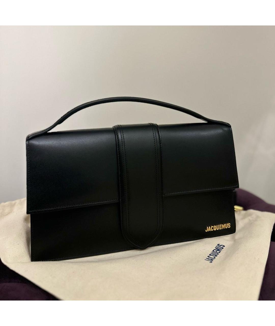 JACQUEMUS Черная кожаная сумка с короткими ручками, фото 5
