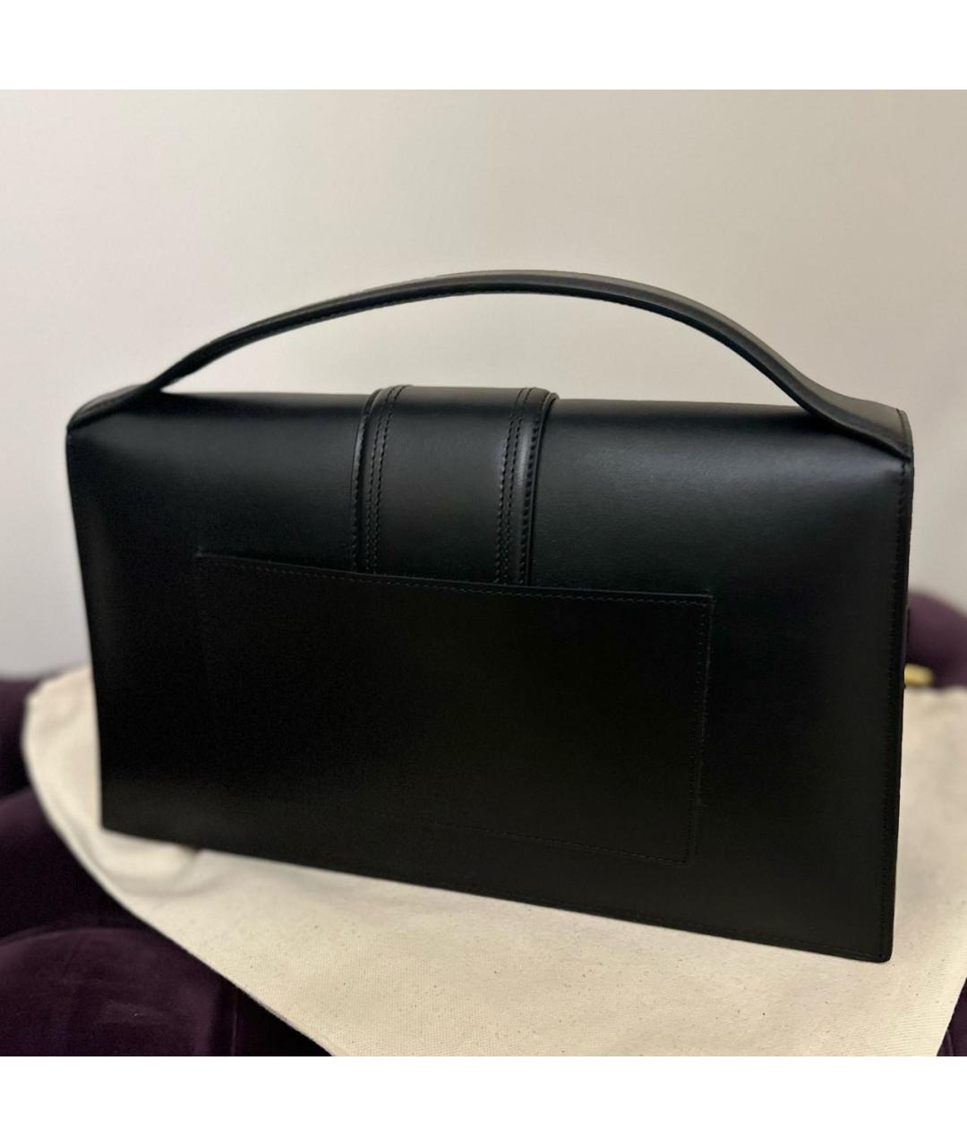 JACQUEMUS Черная кожаная сумка с короткими ручками, фото 2