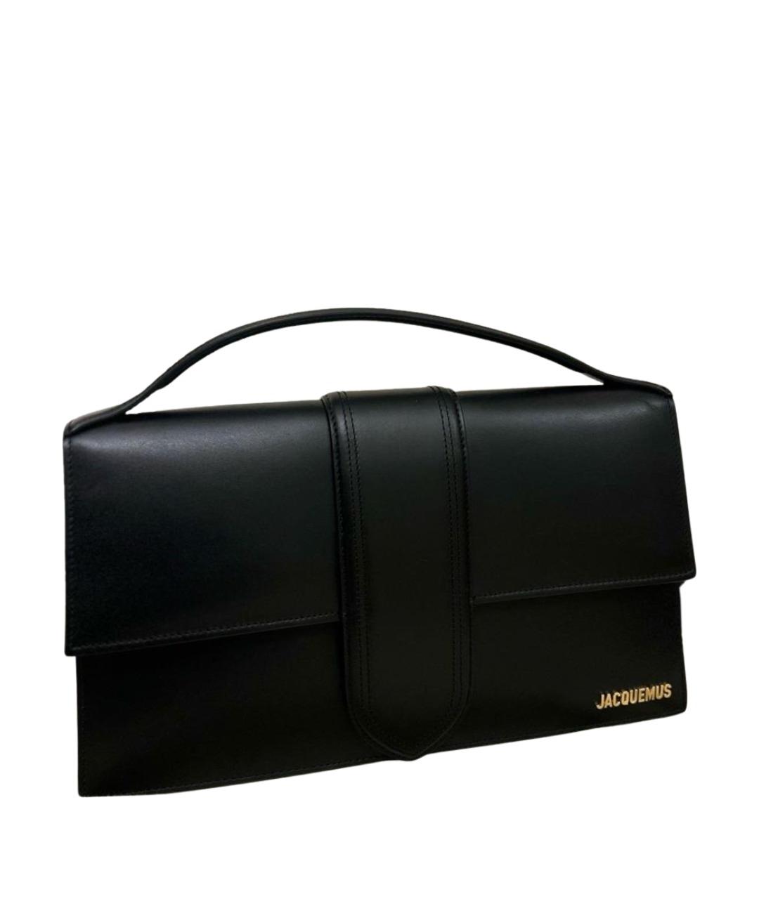 JACQUEMUS Черная кожаная сумка с короткими ручками, фото 1