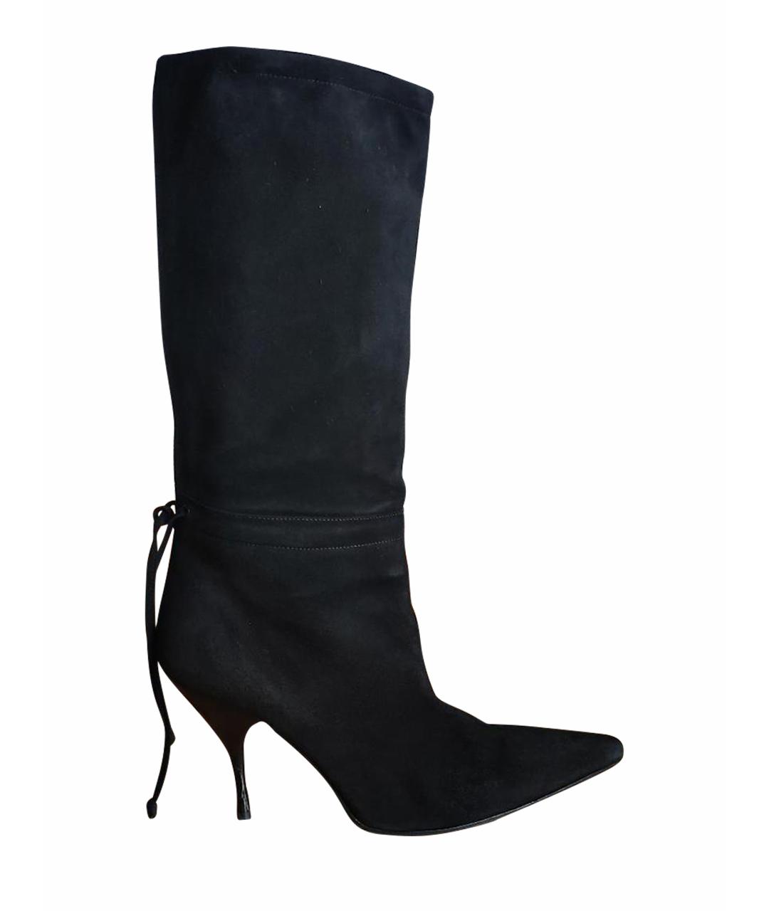 MIU MIU Черные замшевые сапоги, фото 1