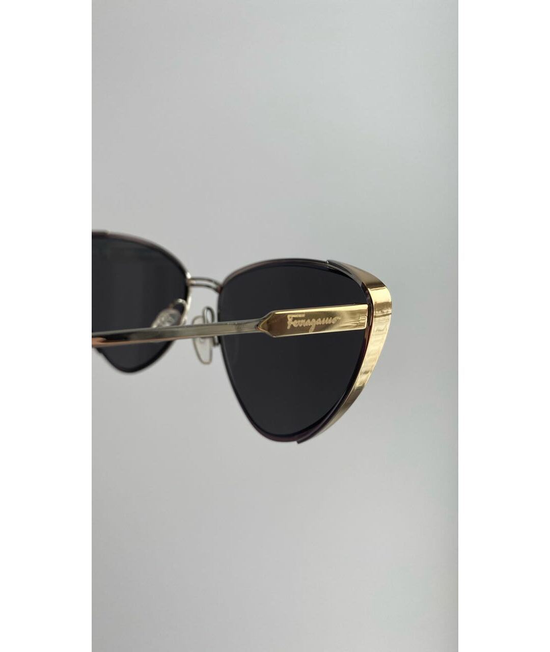 SALVATORE FERRAGAMO Серые металлические солнцезащитные очки, фото 3