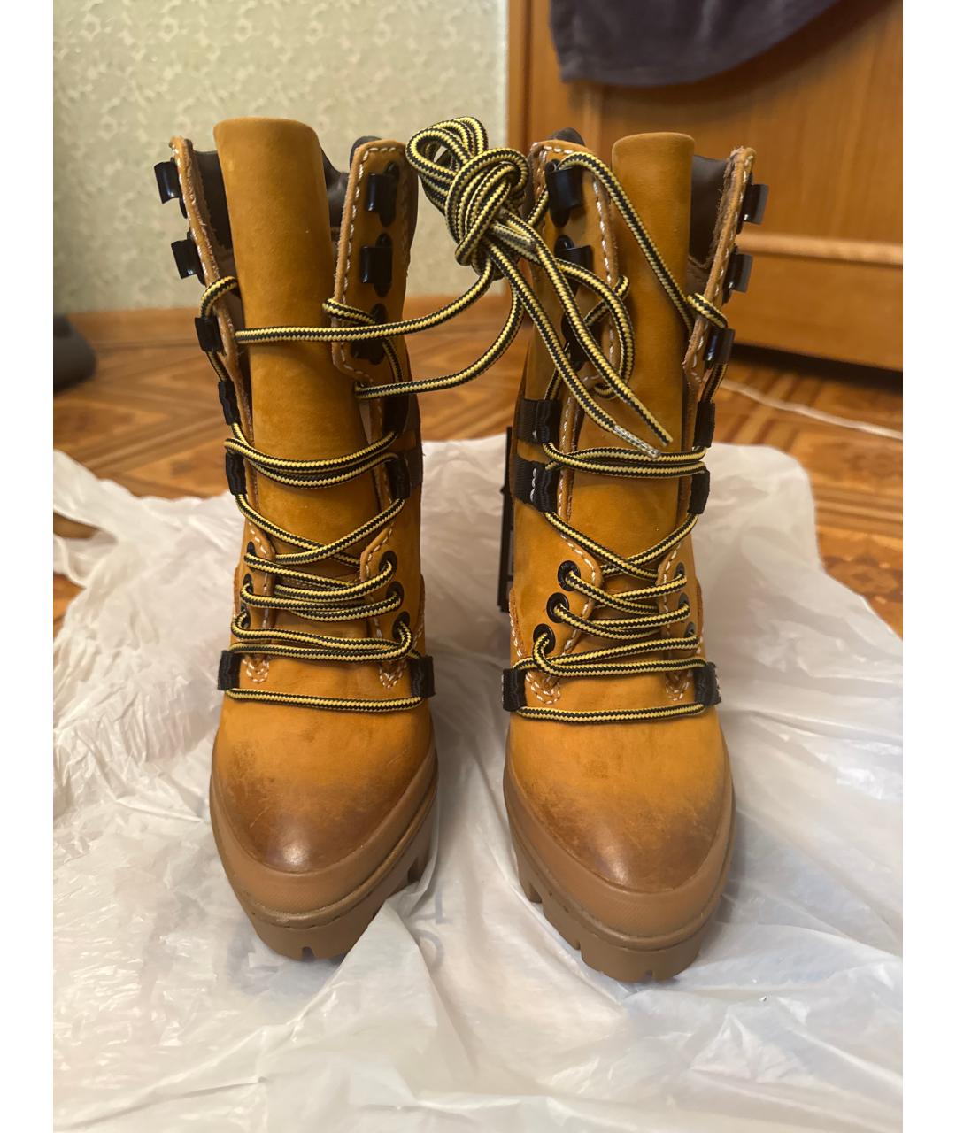 DIESEL Горчичные нубуковые ботильоны, фото 2