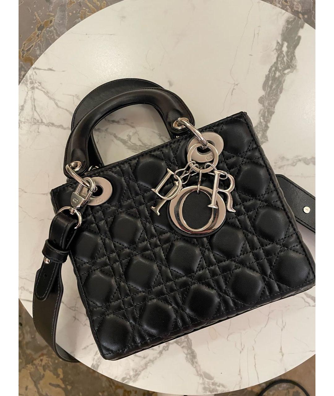 CHRISTIAN DIOR Черная кожаная сумка с короткими ручками, фото 6