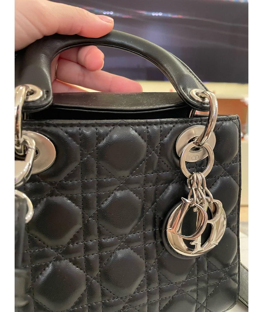 CHRISTIAN DIOR Черная кожаная сумка с короткими ручками, фото 5