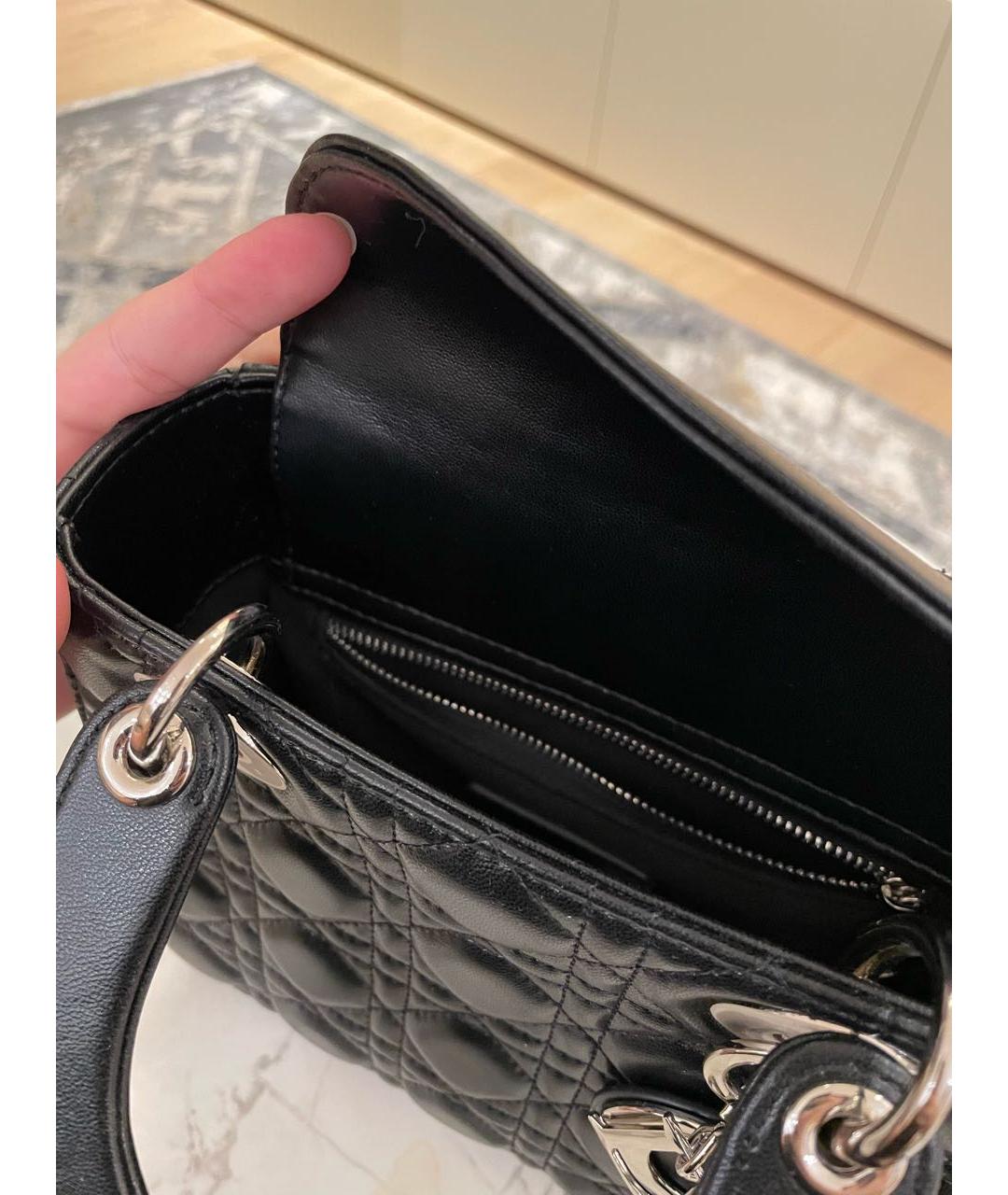 CHRISTIAN DIOR Черная кожаная сумка с короткими ручками, фото 3