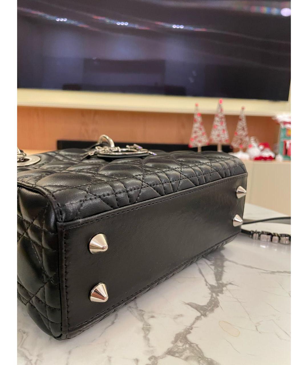 CHRISTIAN DIOR Черная кожаная сумка с короткими ручками, фото 4