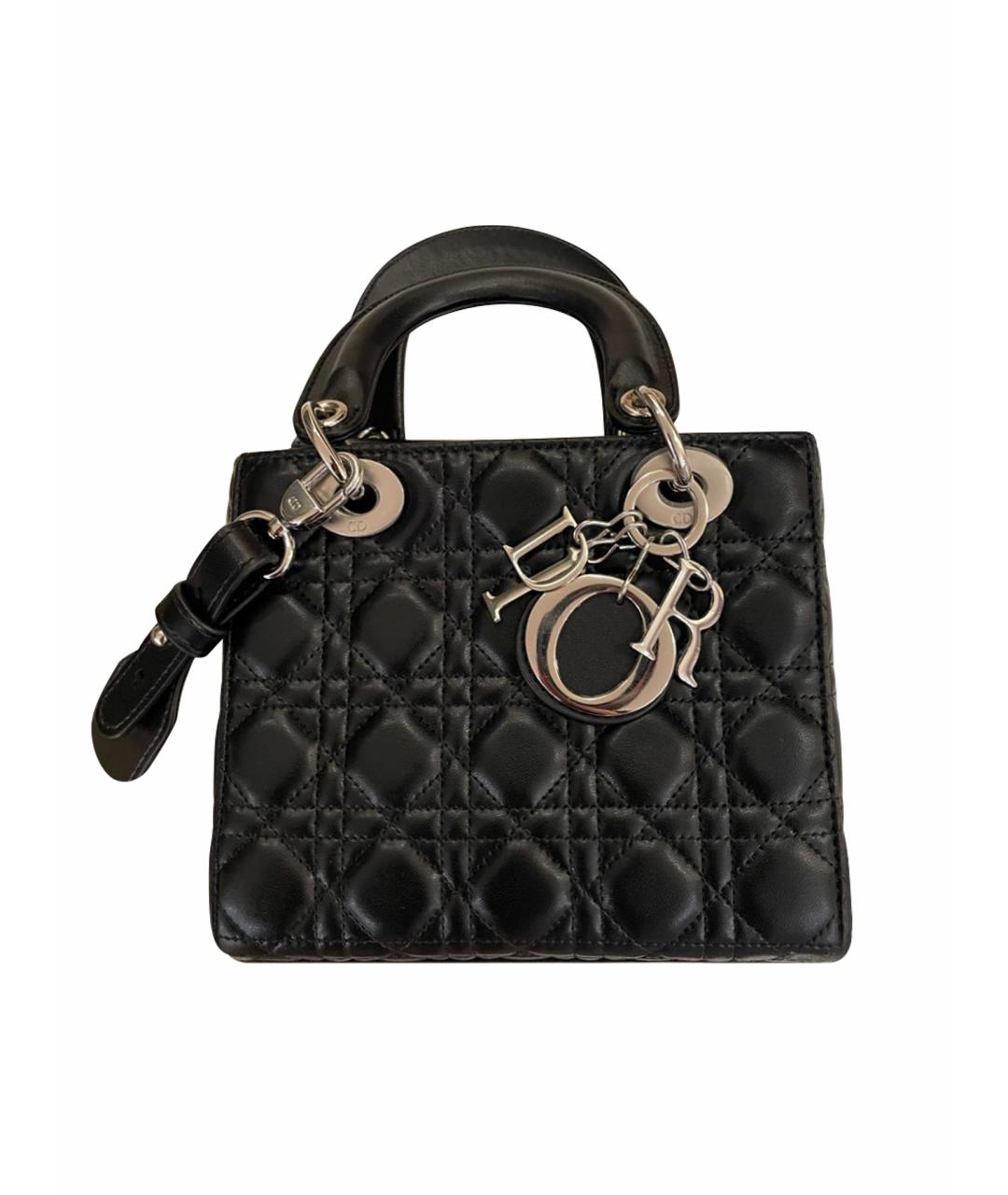 CHRISTIAN DIOR Черная кожаная сумка с короткими ручками, фото 1